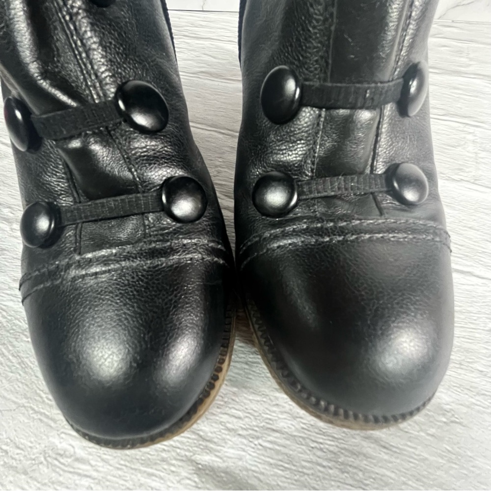 Rieker Black Leather Side Zip Wool Lined Heeled Ankle Boots - Picture 5 of 16
